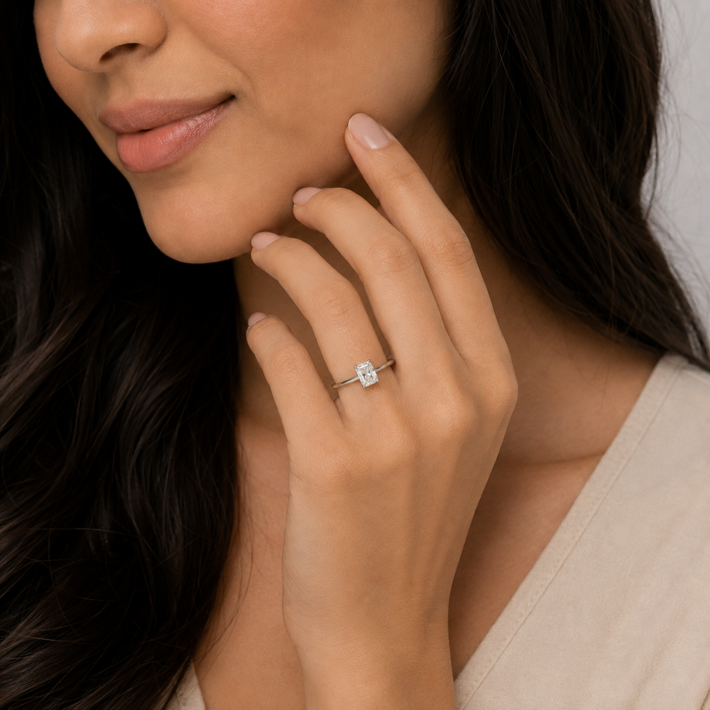 Lab-Grown Diamond Ring Radiant-Cut Diamond 0.50 Ct. (VS-EF)
