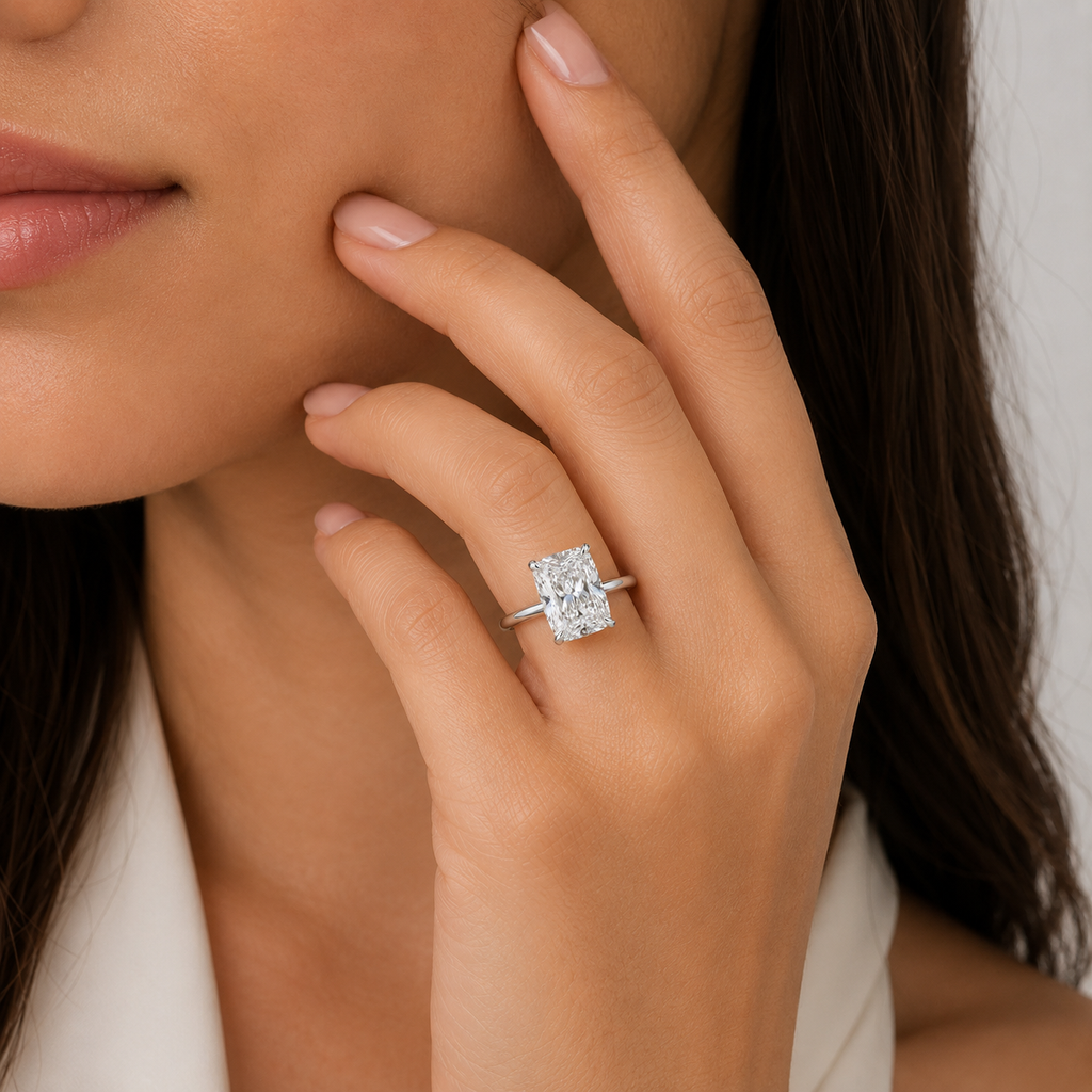 3 Ct. Lab-Grown Diamond Ring Radiant-Cut Diamond (VS-EF)
