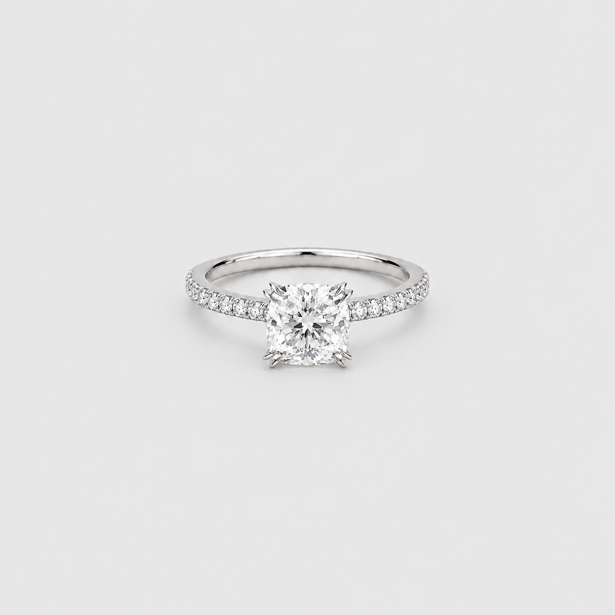 1 Ct. Lab Grown Diamond Cushion Ring Claw Prongs (VS-EF)