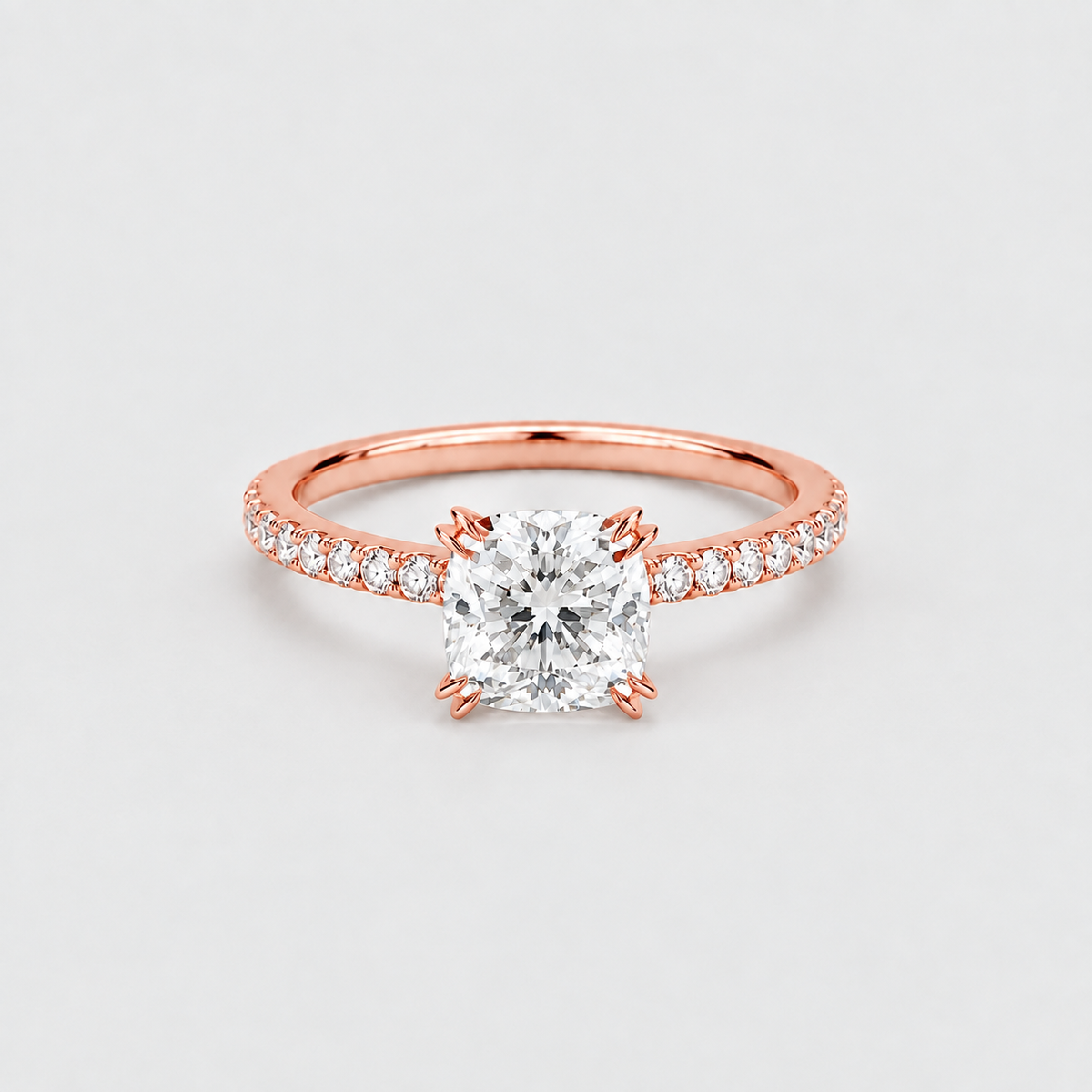 1 Ct. Lab Grown Diamond Cushion Ring Claw Prongs (VS-EF)