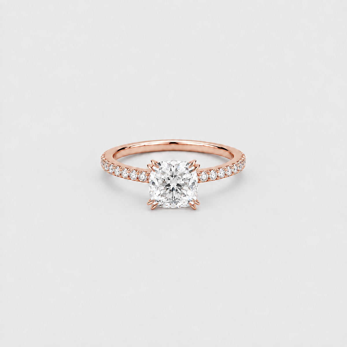 1 Ct. Lab Grown Diamond Cushion Ring Claw Prongs (VS-EF)