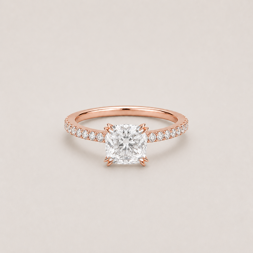 1 Ct. Lab Grown Diamond Cushion Ring Claw Prongs (VS-EF)