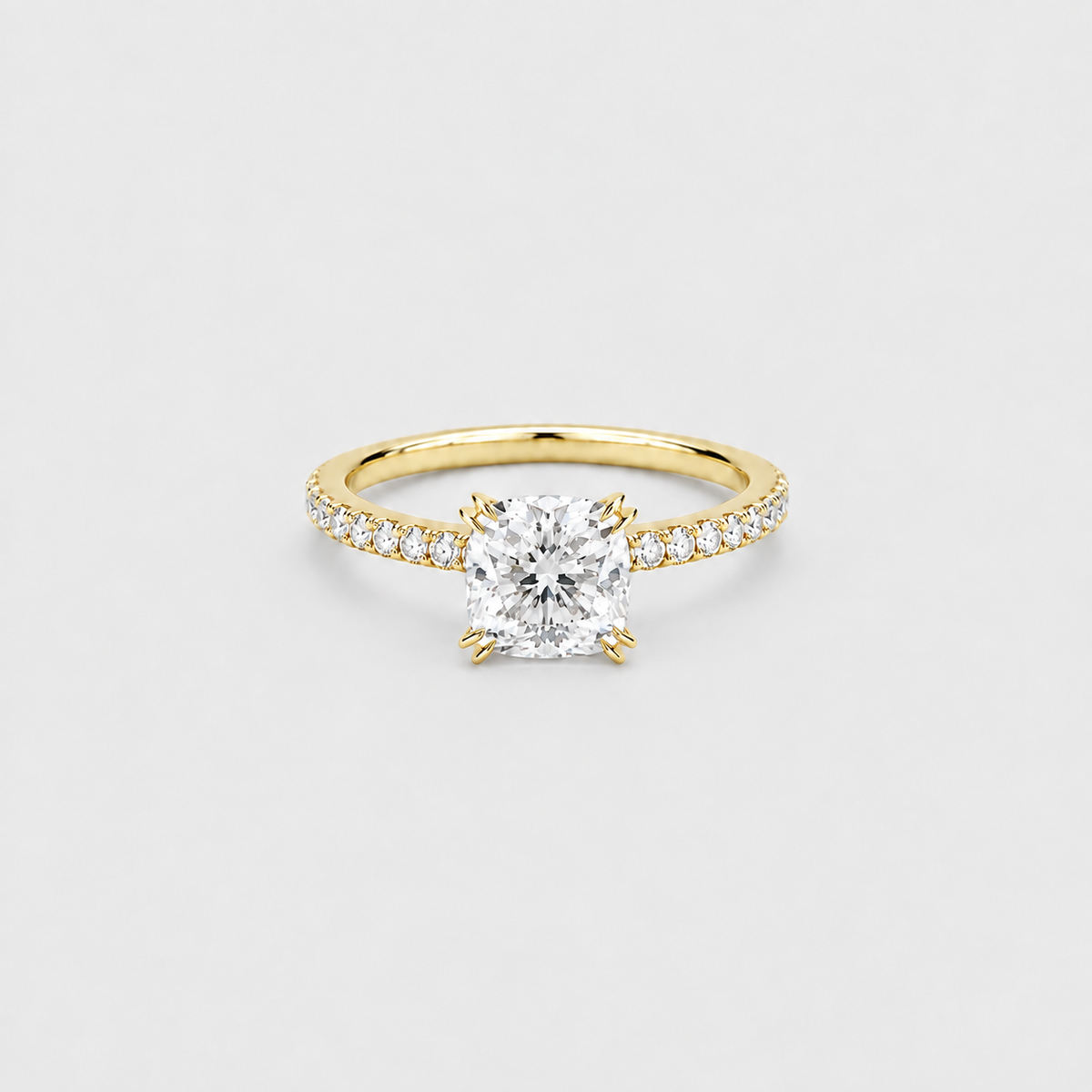 1 Ct. Lab Grown Diamond Cushion Ring Claw Prongs (VS-EF)