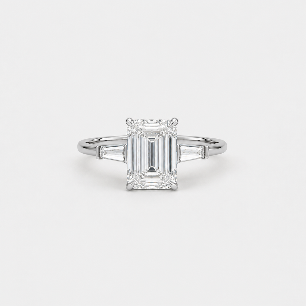 6.50 Ct. Lab-Grown Diamond Three Stone Emerald-Cut Ring (VS-EF)