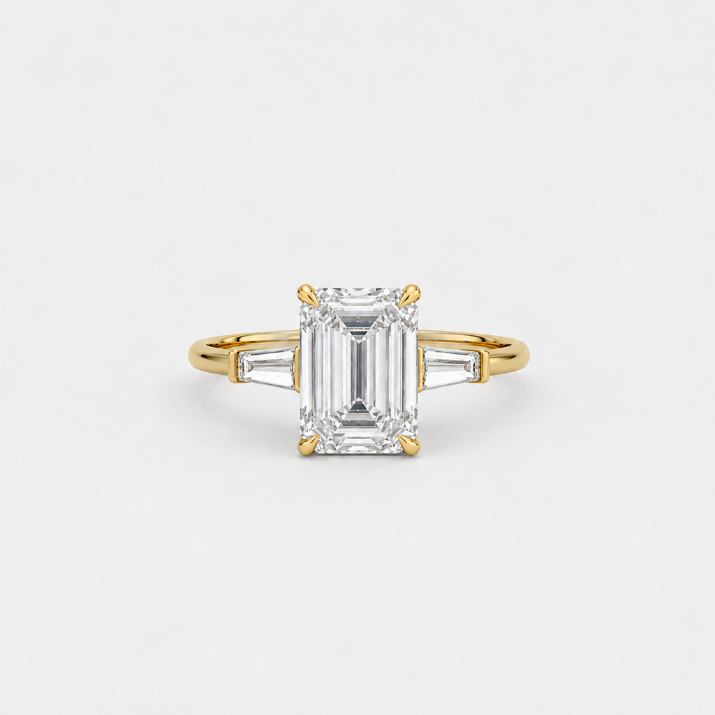 6.50 Ct. Lab-Grown Diamond Three Stone Emerald-Cut Ring (VS-EF)