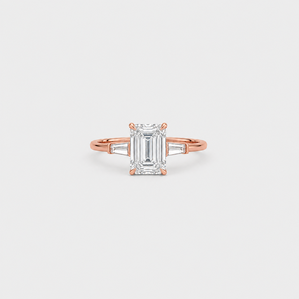 6.50 Ct. Lab-Grown Diamond Three Stone Emerald-Cut Ring (VS-EF)