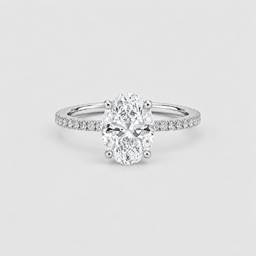 2.50 Ct. Lab-Grown Diamond Ring Oval-Cut Hidden Halo (VS-EF)