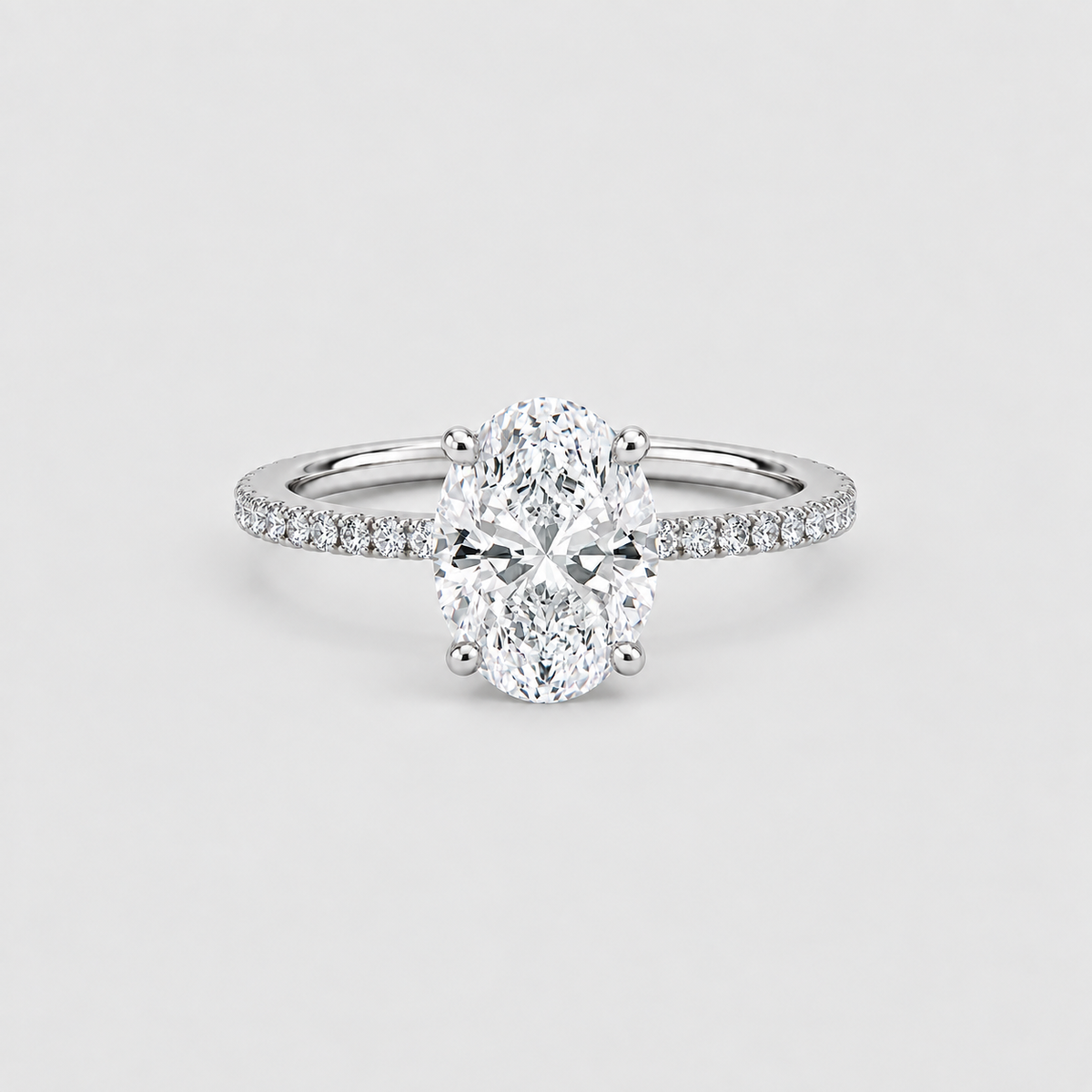 2.50 Ct. Lab-Grown Diamond Ring Oval-Cut Hidden Halo (VS-EF)