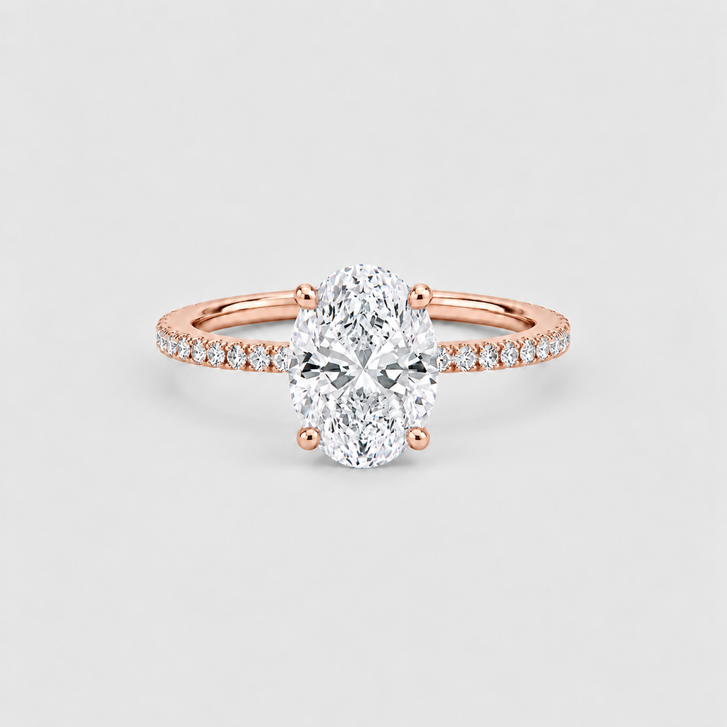 2.50 Ct. Lab-Grown Diamond Ring Oval-Cut Hidden Halo (VS-EF)