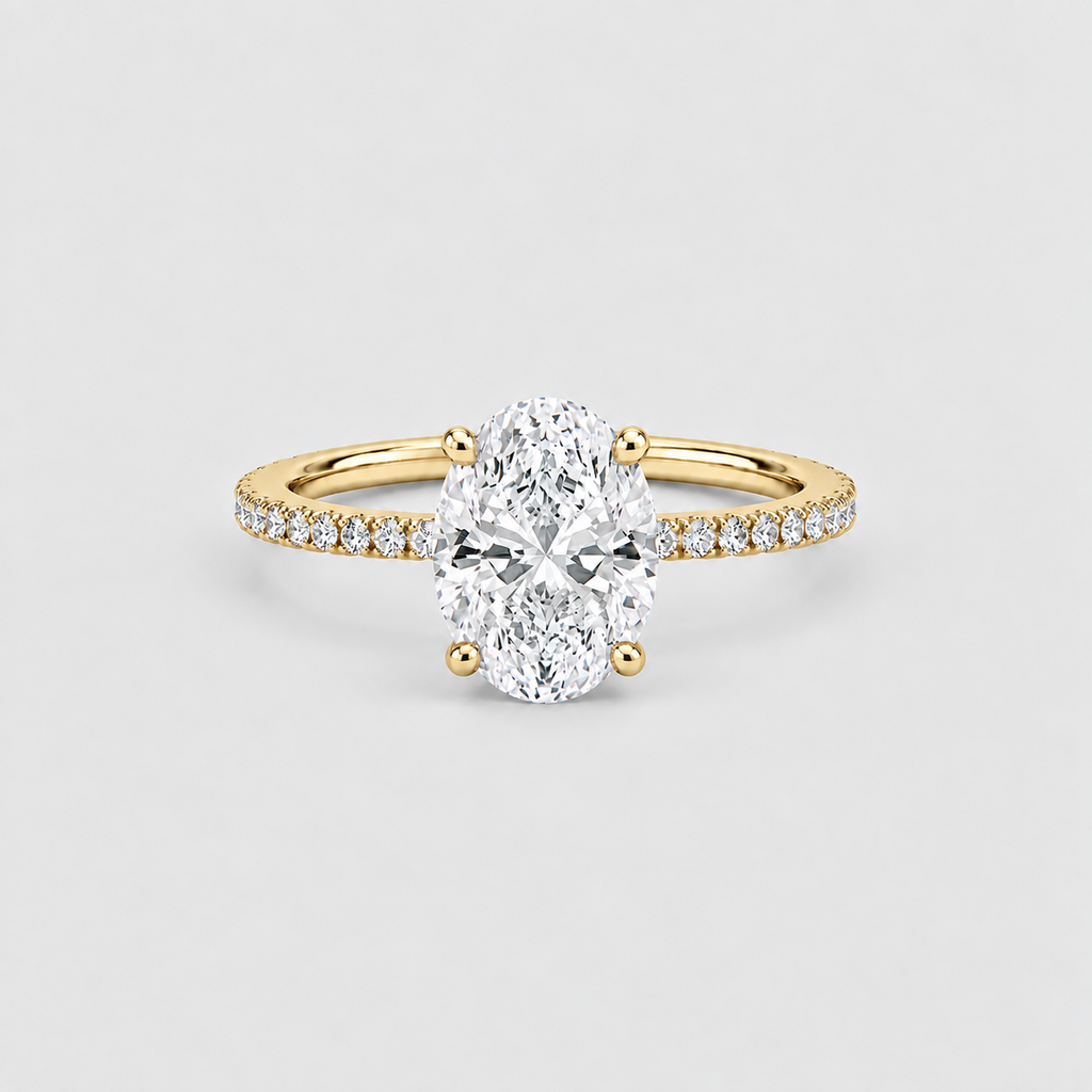 2.50 Ct. Lab-Grown Diamond Ring Oval-Cut Hidden Halo (VS-EF)