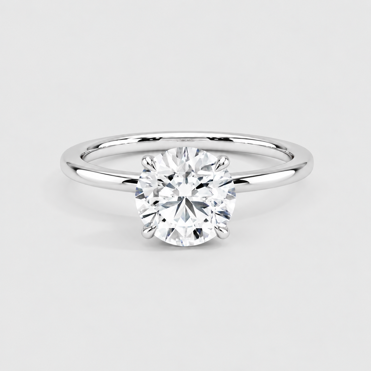 1.5 Ct. Lab Grown Diamond Round Cut Hidden Halo Ring (VS-EF)