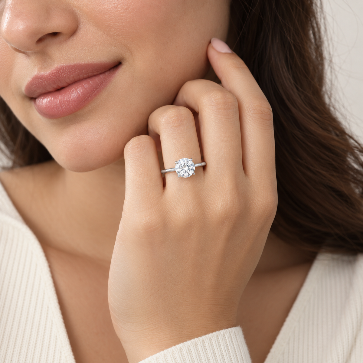 1.5 Ct. Lab Grown Diamond Round Cut Hidden Halo Ring (VS-EF)