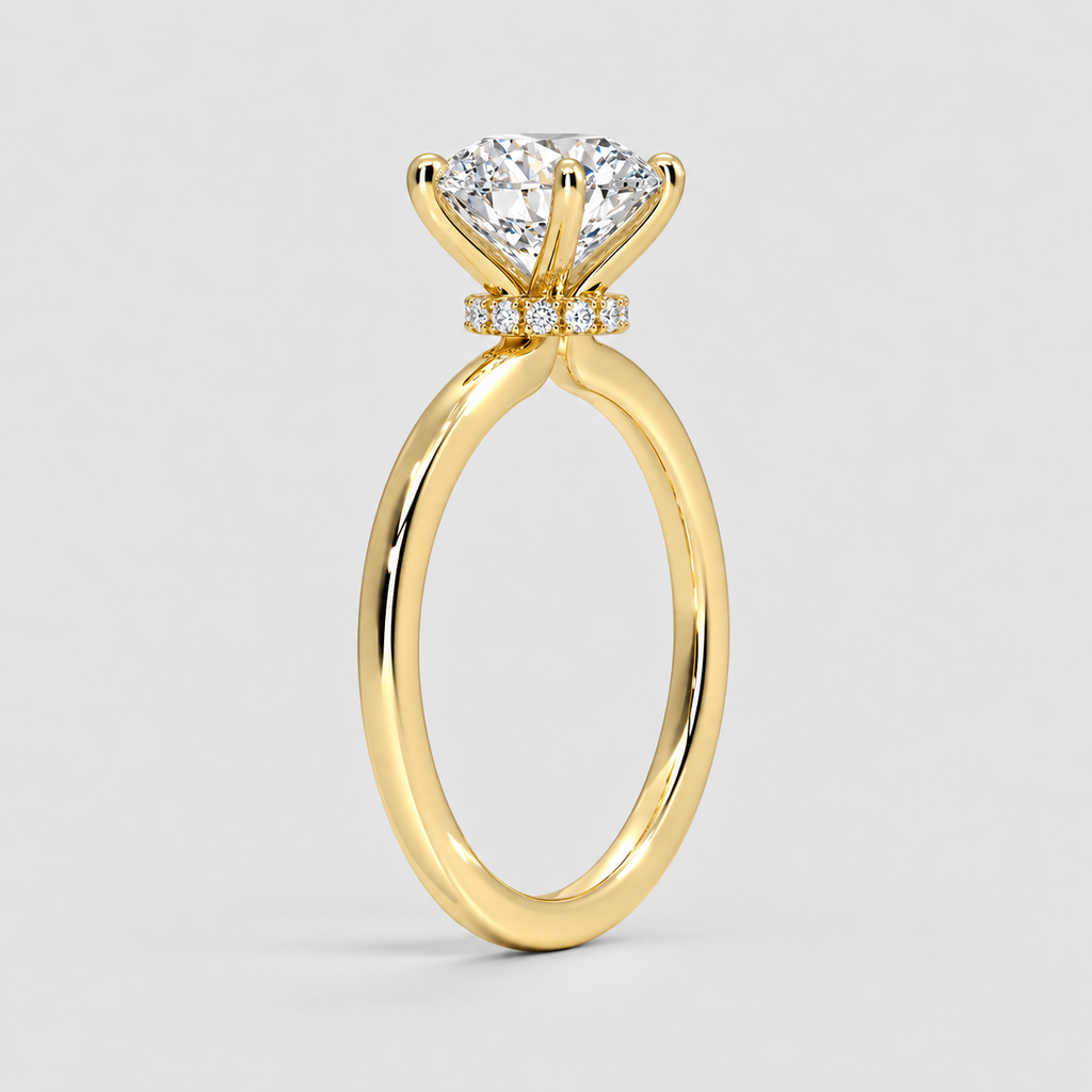 1.5 Ct. Lab Grown Diamond Round Cut Hidden Halo Ring (VS-EF)