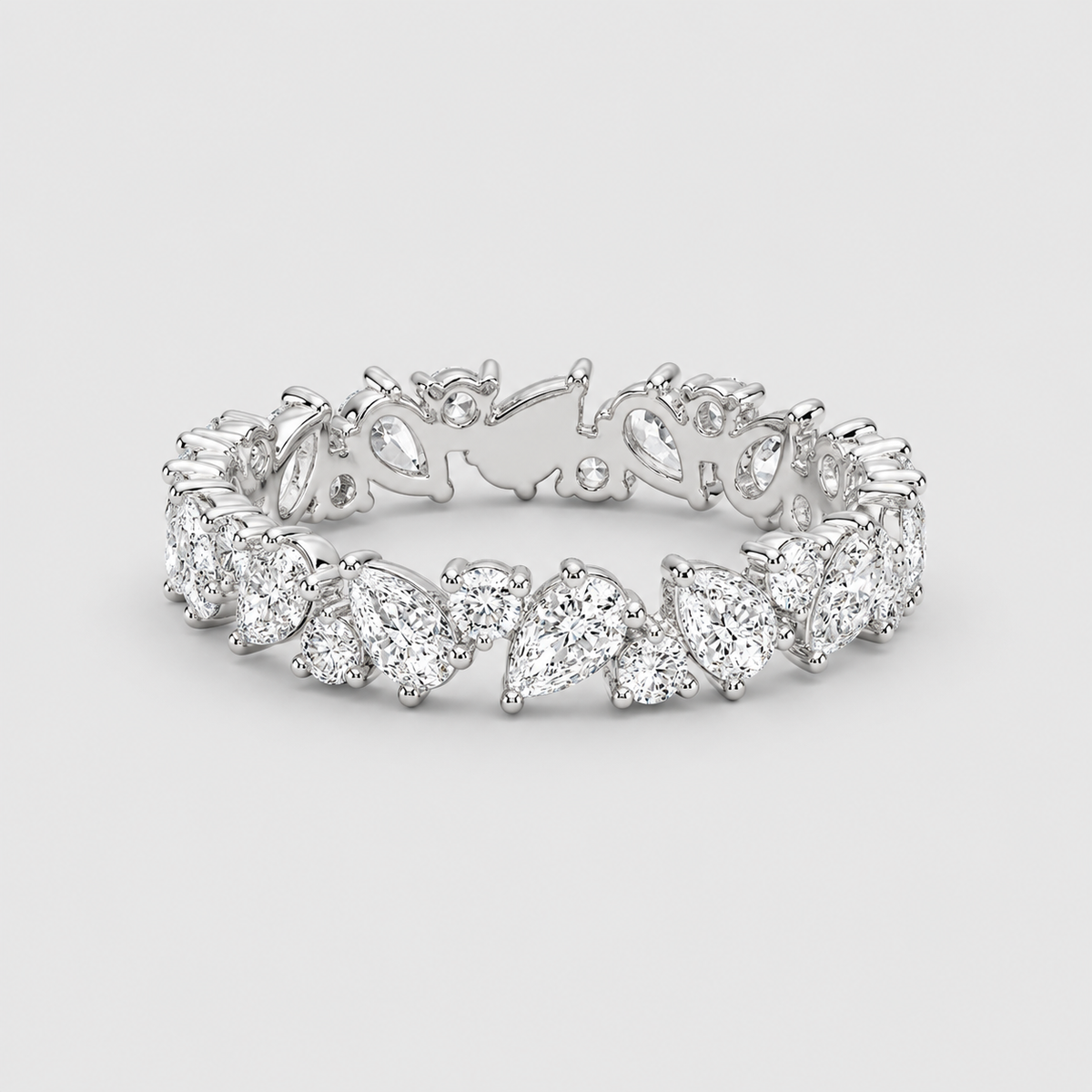 3.5 Ct. Lab Grown Diamond Pear & Round Cut Eternity Ring (EF/VVS-VS)