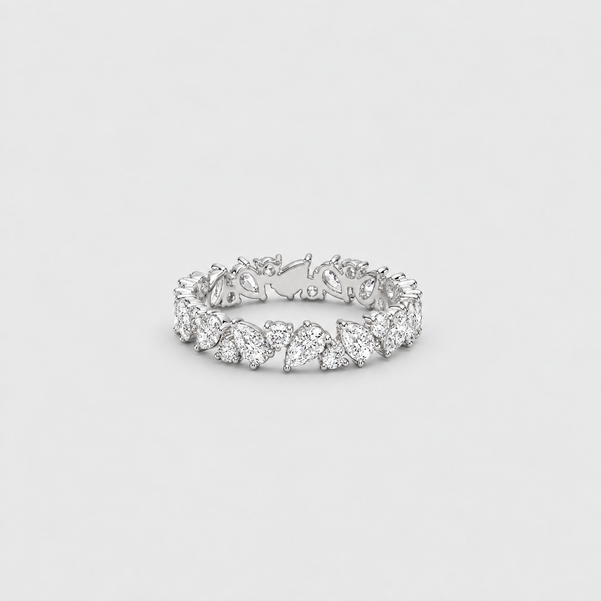 3.5 Ct. Lab Grown Diamond Pear & Round Cut Eternity Ring (EF/VVS-VS)