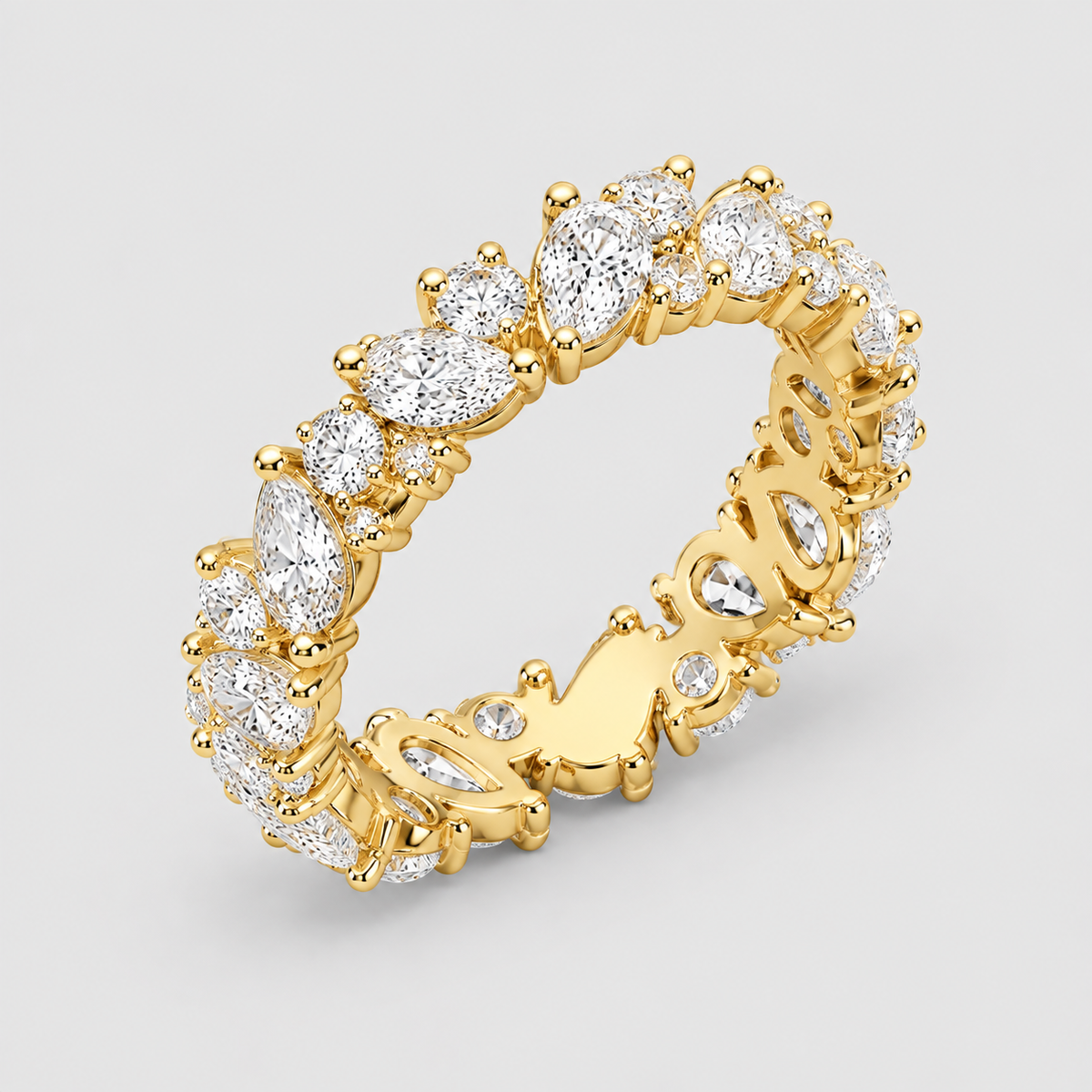 3.5 Ct. Lab Grown Diamond Pear & Round Cut Eternity Ring (EF/VVS-VS)