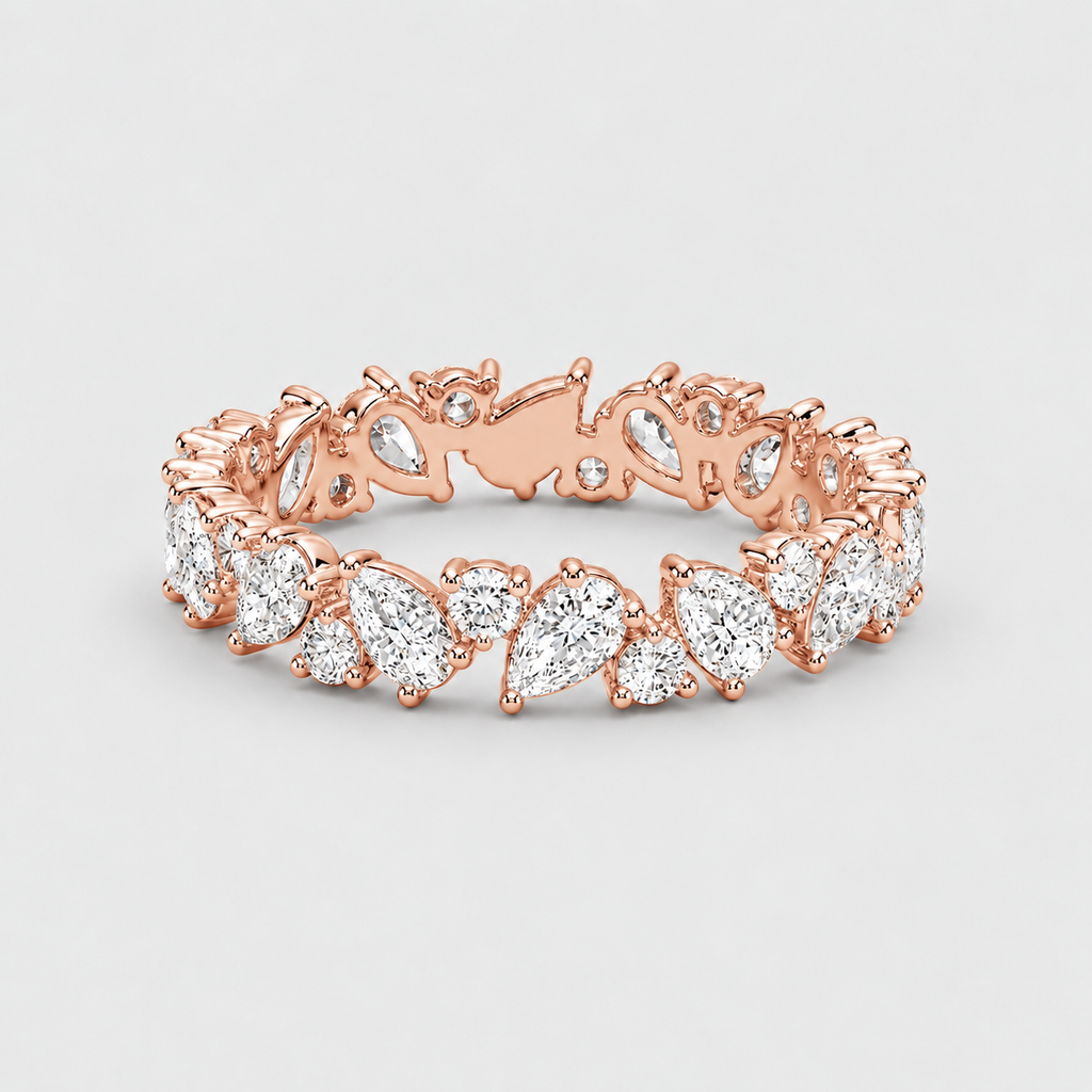 3.5 Ct. Lab Grown Diamond Pear & Round Cut Eternity Ring (EF/VVS-VS)