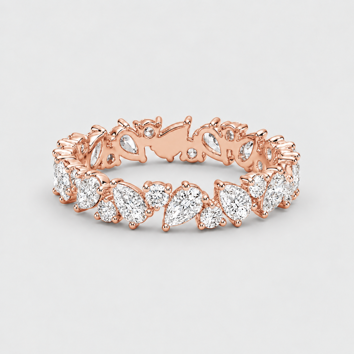 3.5 Ct. Lab Grown Diamond Pear & Round Cut Eternity Ring (EF/VVS-VS)