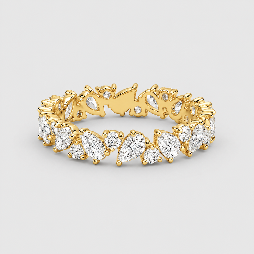 3.5 Ct. Lab Grown Diamond Pear & Round Cut Eternity Ring (EF/VVS-VS)