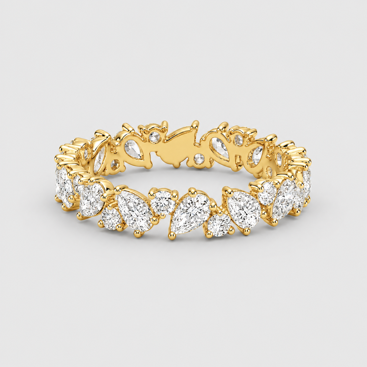 3.5 Ct. Lab Grown Diamond Pear & Round Cut Eternity Ring (EF/VVS-VS)