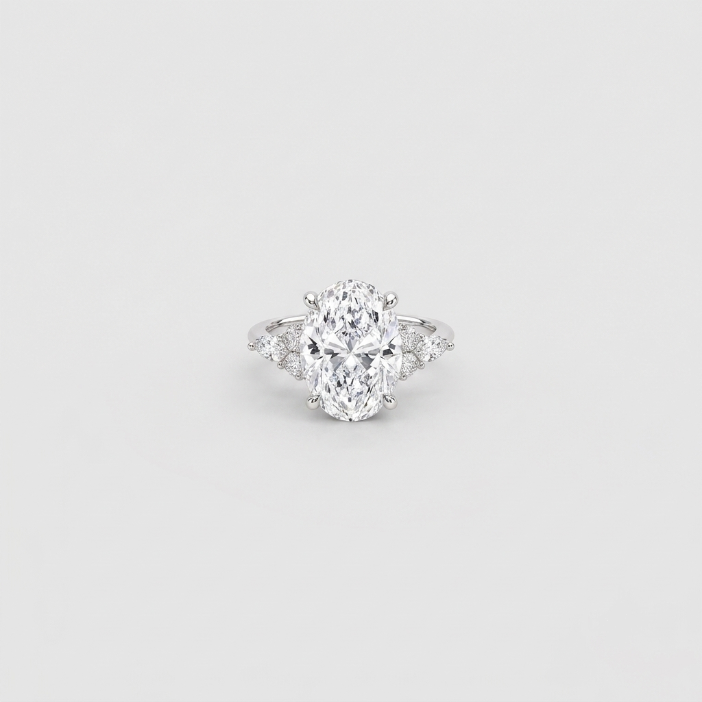 5.60 Ct. Lab Grown Diamond Oval & Marquise Cut Cluster Ring (VS-EF)