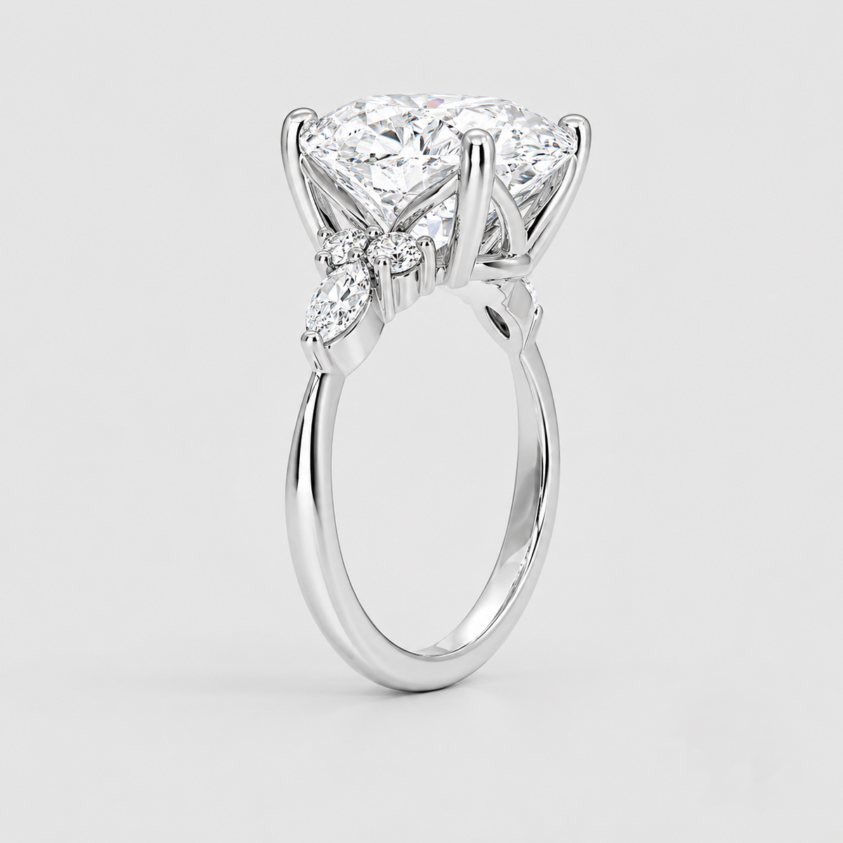 5.60 Ct. Lab Grown Diamond Oval & Marquise Cut Cluster Ring (VS-EF)