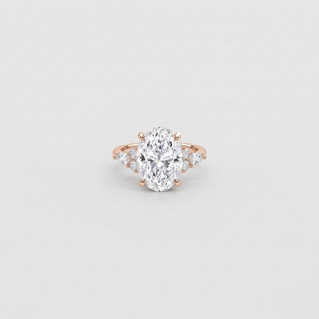 5.60 Ct. Lab Grown Diamond Oval & Marquise Cut Cluster Ring (VS-EF)