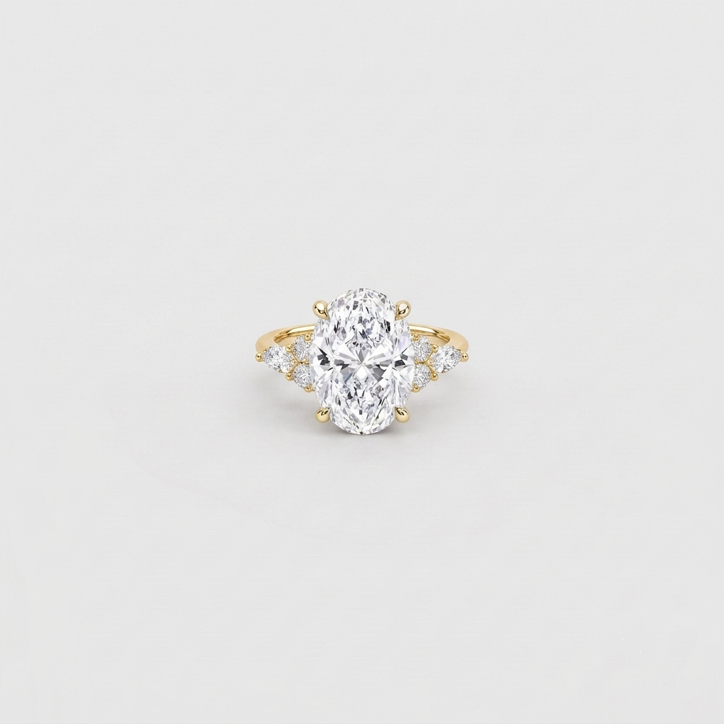 5.60 Ct. Lab Grown Diamond Oval & Marquise Cut Cluster Ring (VS-EF)