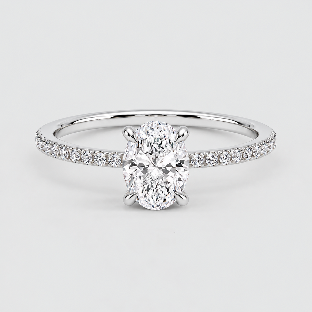 2.5 Ct Lab Grown Diamond Oval Cut Solitaire With Accents Ring (VS-EF)