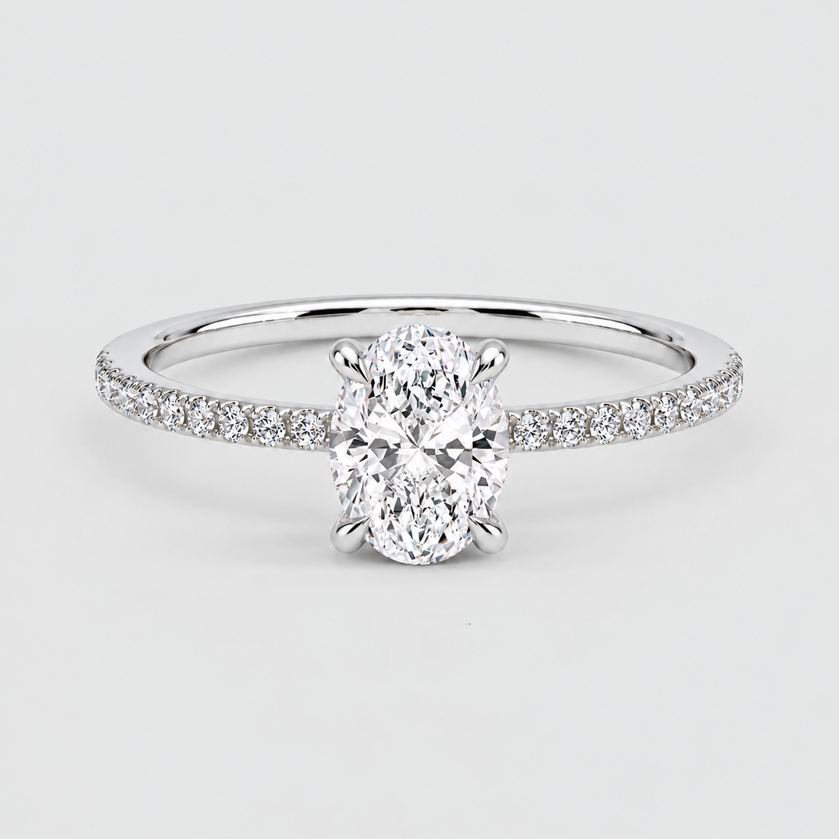 2.5 Ct Lab Grown Diamond Oval Cut Solitaire With Accents Ring (VS-EF)