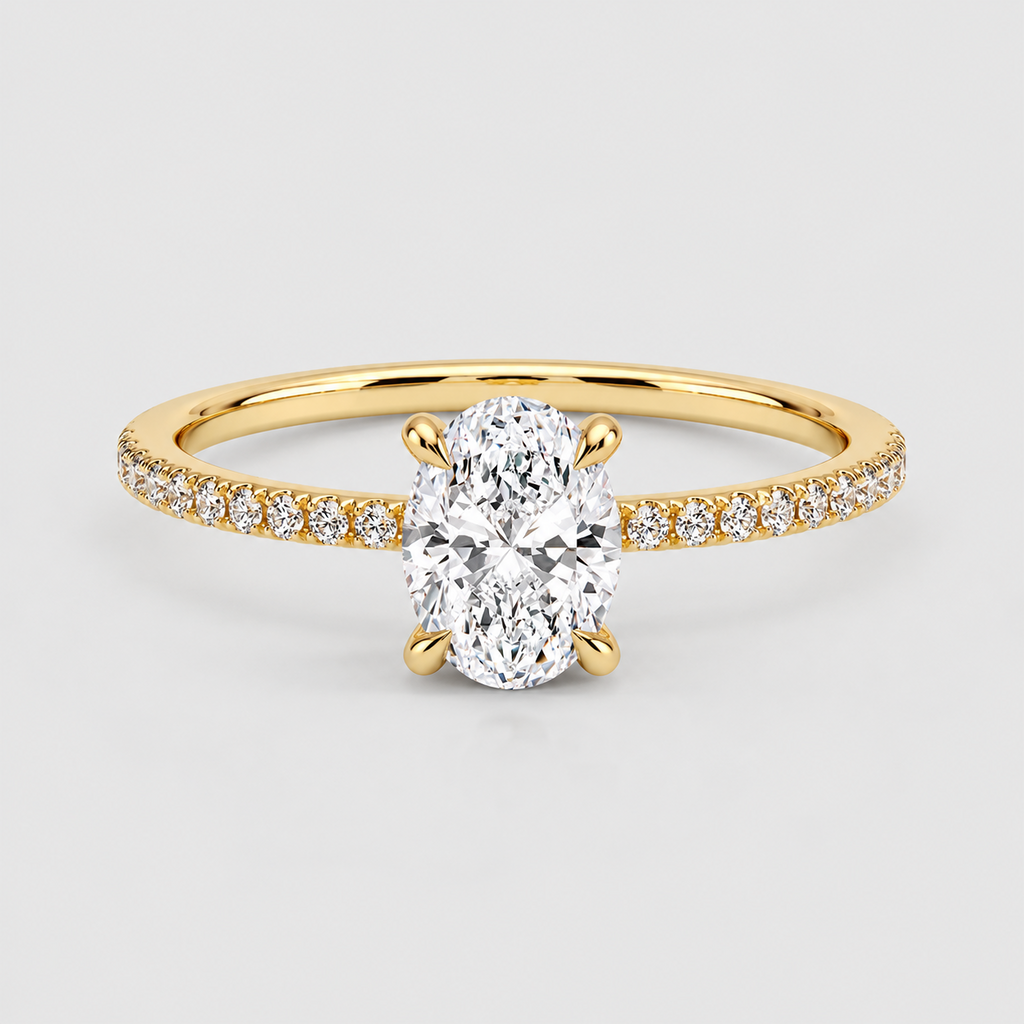 2.5 Ct Lab Grown Diamond Oval Cut Solitaire With Accents Ring (VS-EF)