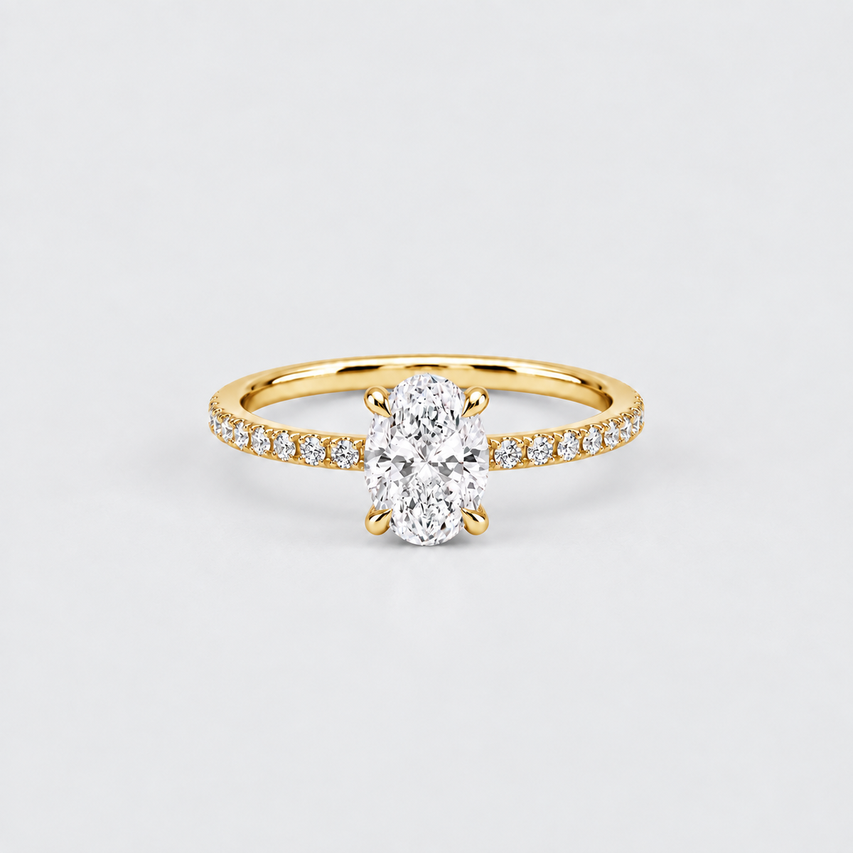 2.5 Ct Lab Grown Diamond Oval Cut Solitaire With Accents Ring (VS-EF)