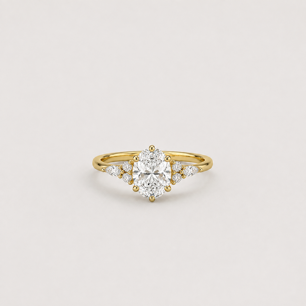2.11 Ct. Lab Grown Diamond Oval Cut Cluster Ring (VS-EF)
