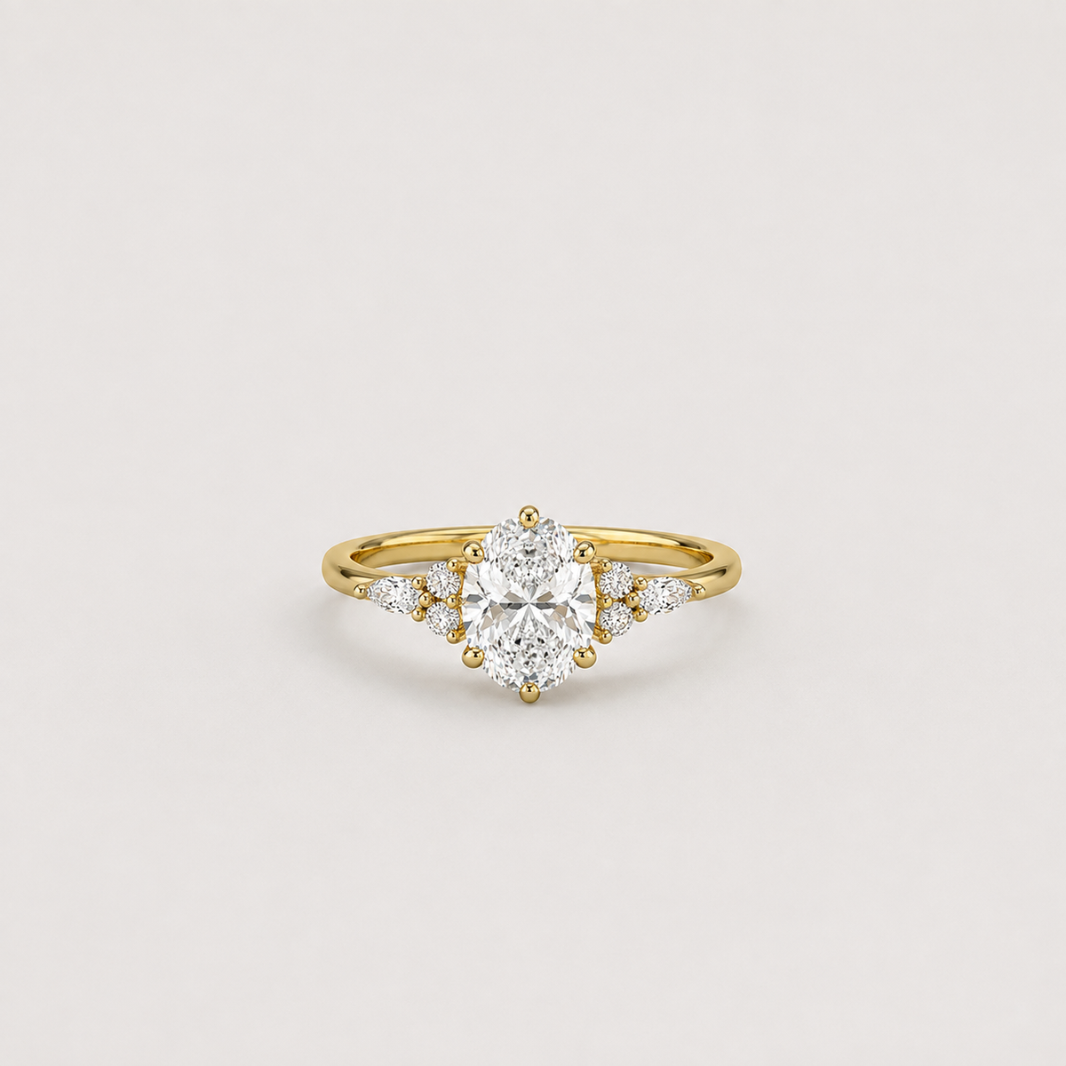 2.11 Ct. Lab Grown Diamond Oval Cut Cluster Ring (VS-EF)