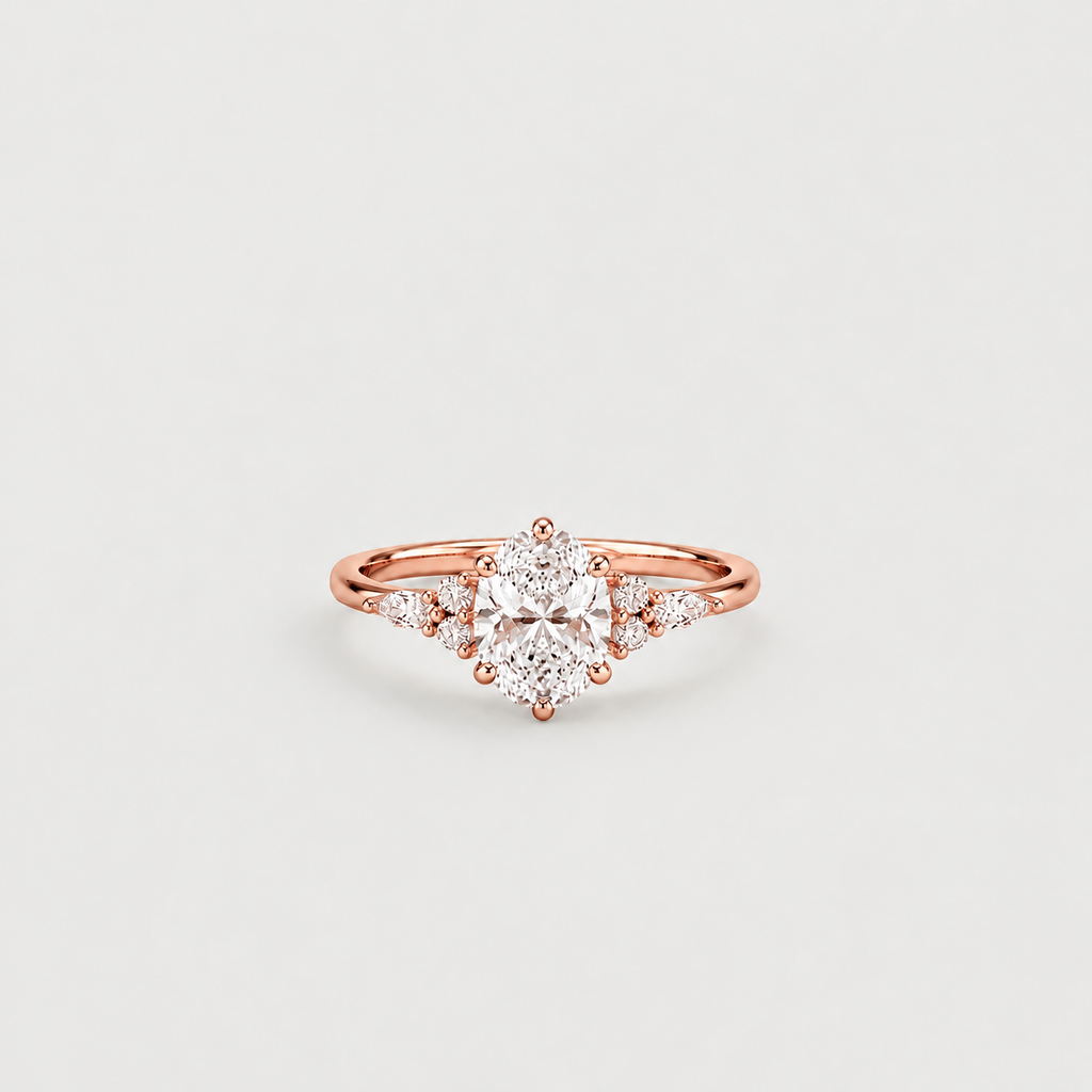 2.11 Ct. Lab Grown Diamond Oval Cut Cluster Ring (VS-EF)