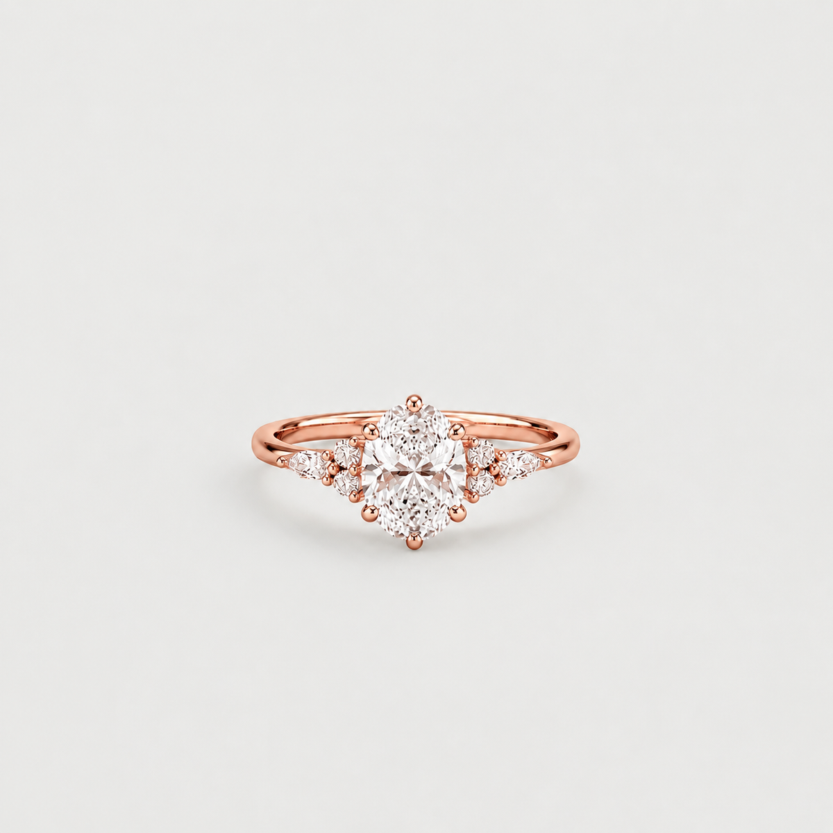 2.11 Ct. Lab Grown Diamond Oval Cut Cluster Ring (VS-EF)