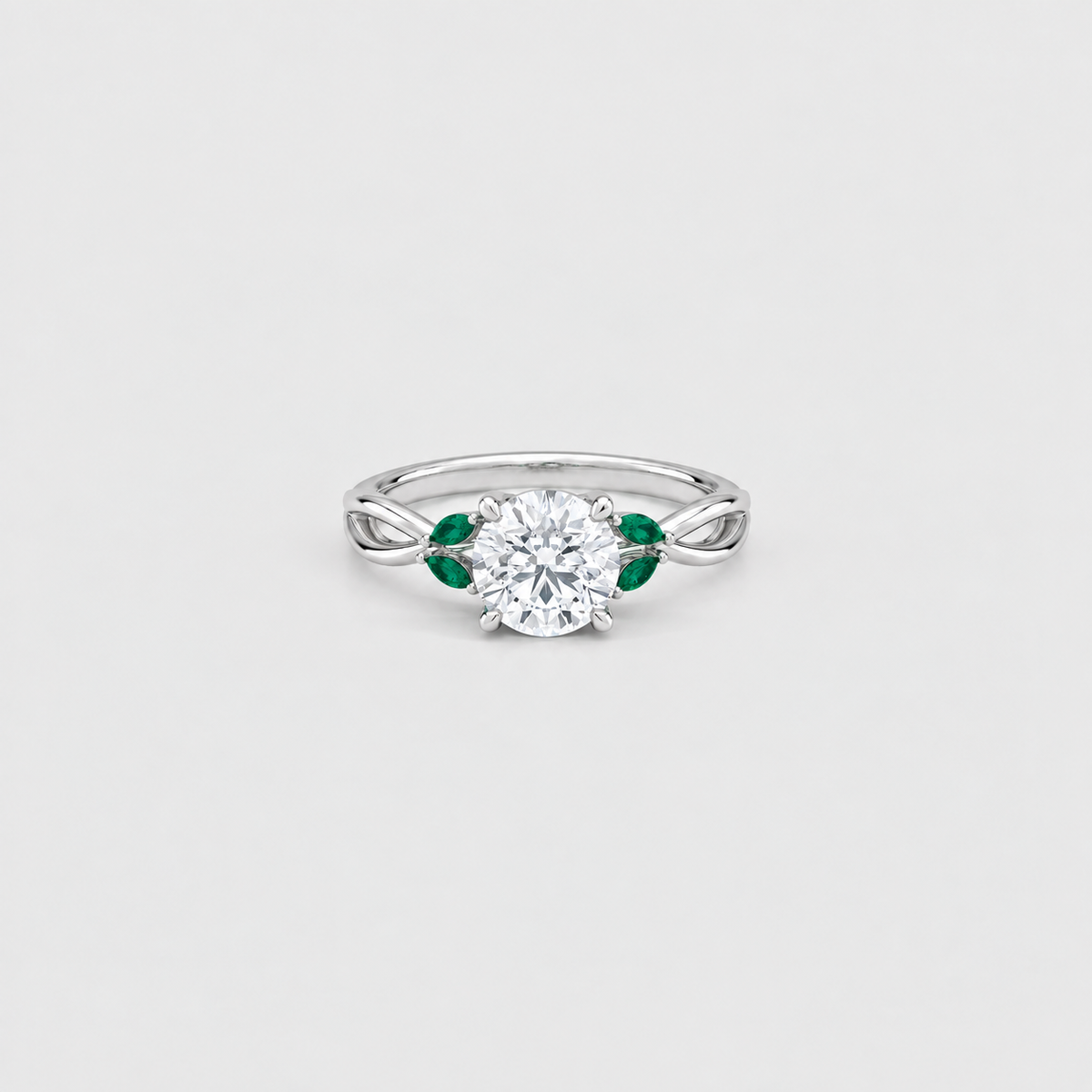 2.50 Ct. Lab-Grown Diamond & Natural Emerald Gemstone Ring
