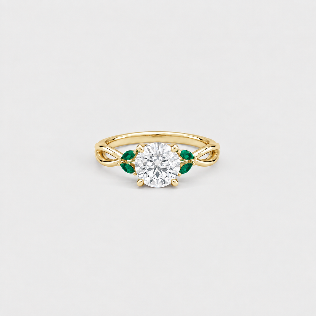 2.50 Ct. Lab-Grown Diamond & Natural Emerald Gemstone Ring