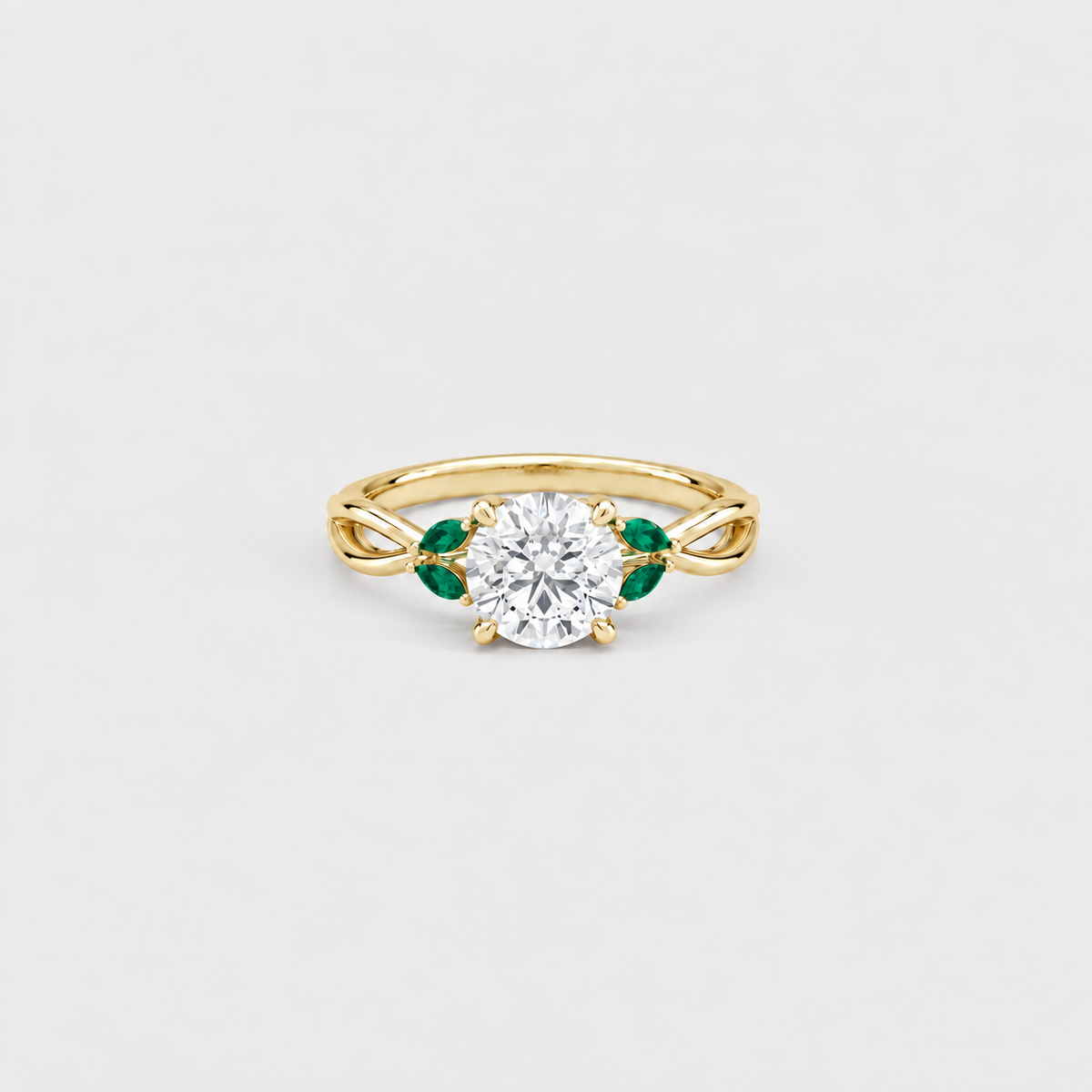 2.50 Ct. Lab-Grown Diamond & Natural Emerald Gemstone Ring
