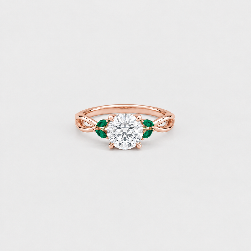 2.50 Ct. Lab-Grown Diamond & Natural Emerald Gemstone Ring