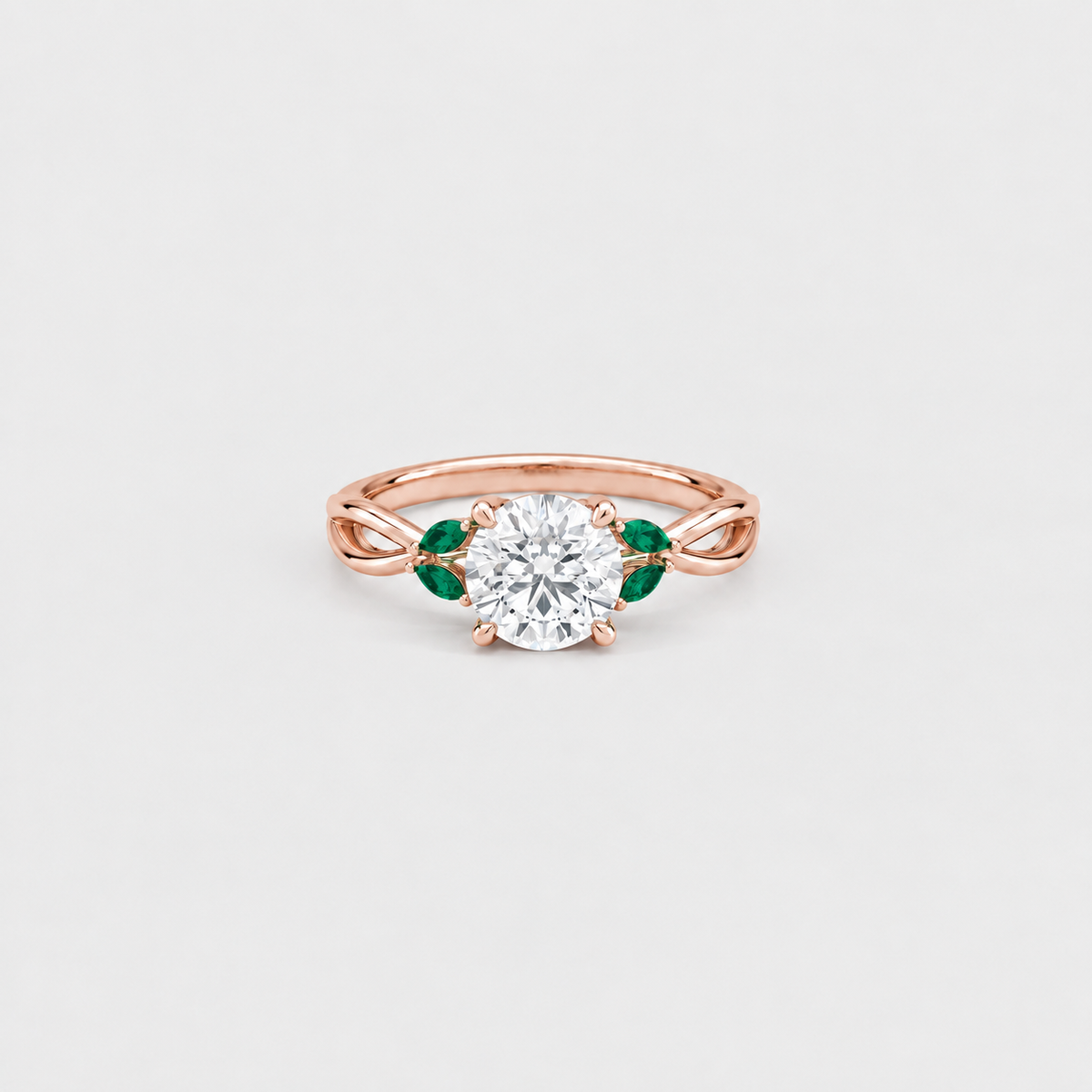 2.50 Ct. Lab-Grown Diamond & Natural Emerald Gemstone Ring
