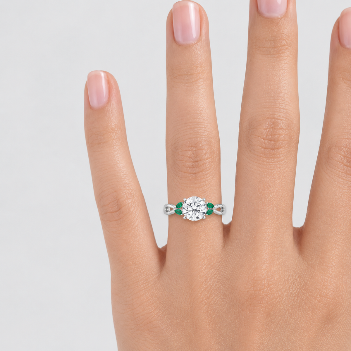 2.50 Ct. Lab-Grown Diamond & Natural Emerald Gemstone Ring