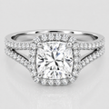 1.40 Ct. Lab Grown Diamond Cushion Cut Split Shank Halo Ring (VS-EF)