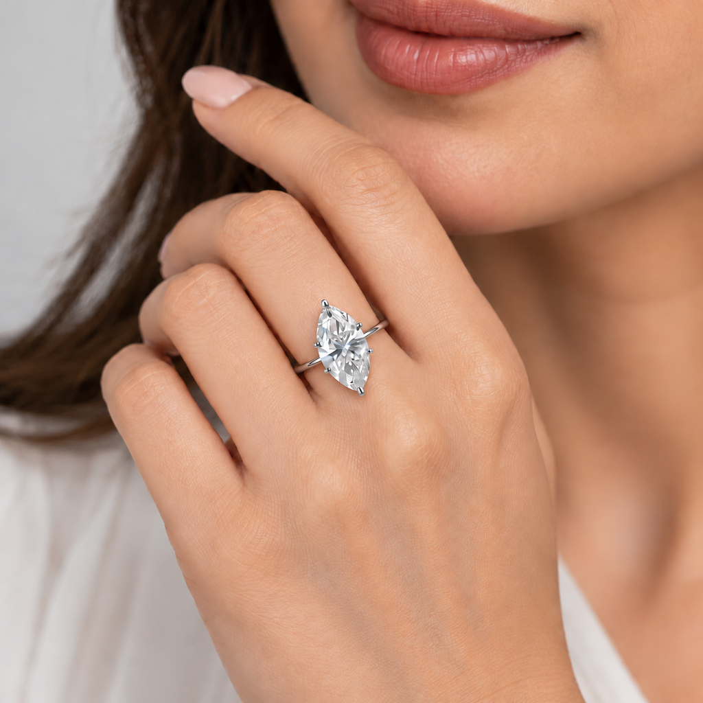 3.25 Ct. Lab Grown Diamond Marquise Cut Solitaire Ring (VS-EF)