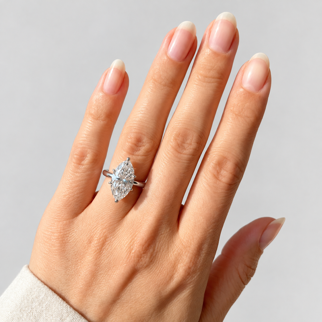 3.25 Ct. Lab Grown Diamond Marquise Cut Solitaire Ring (VS-EF)