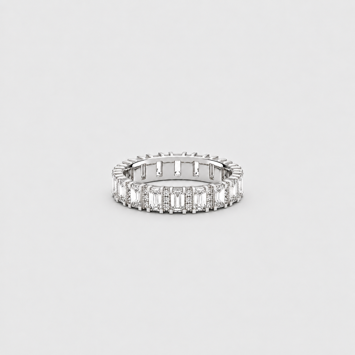 2.18 Ct. Lab-Grown Diamond Ring Eternity Band Emerald & Round (EF/VVS-VS)