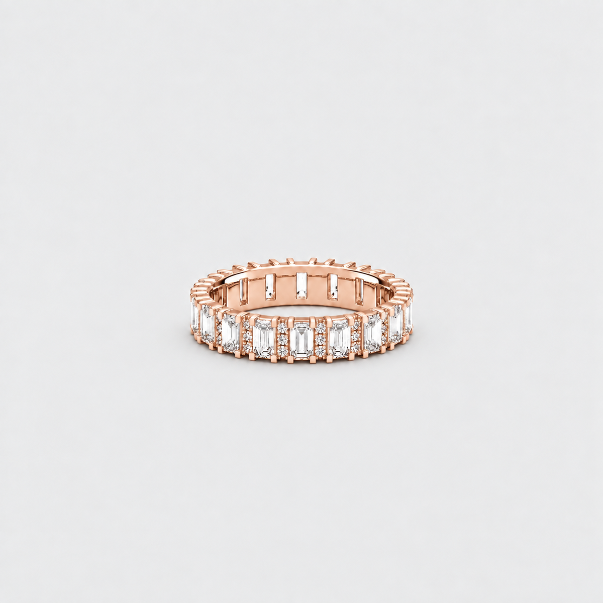 2.18 Ct. Lab-Grown Diamond Ring Eternity Band Emerald & Round (EF/VVS-VS)