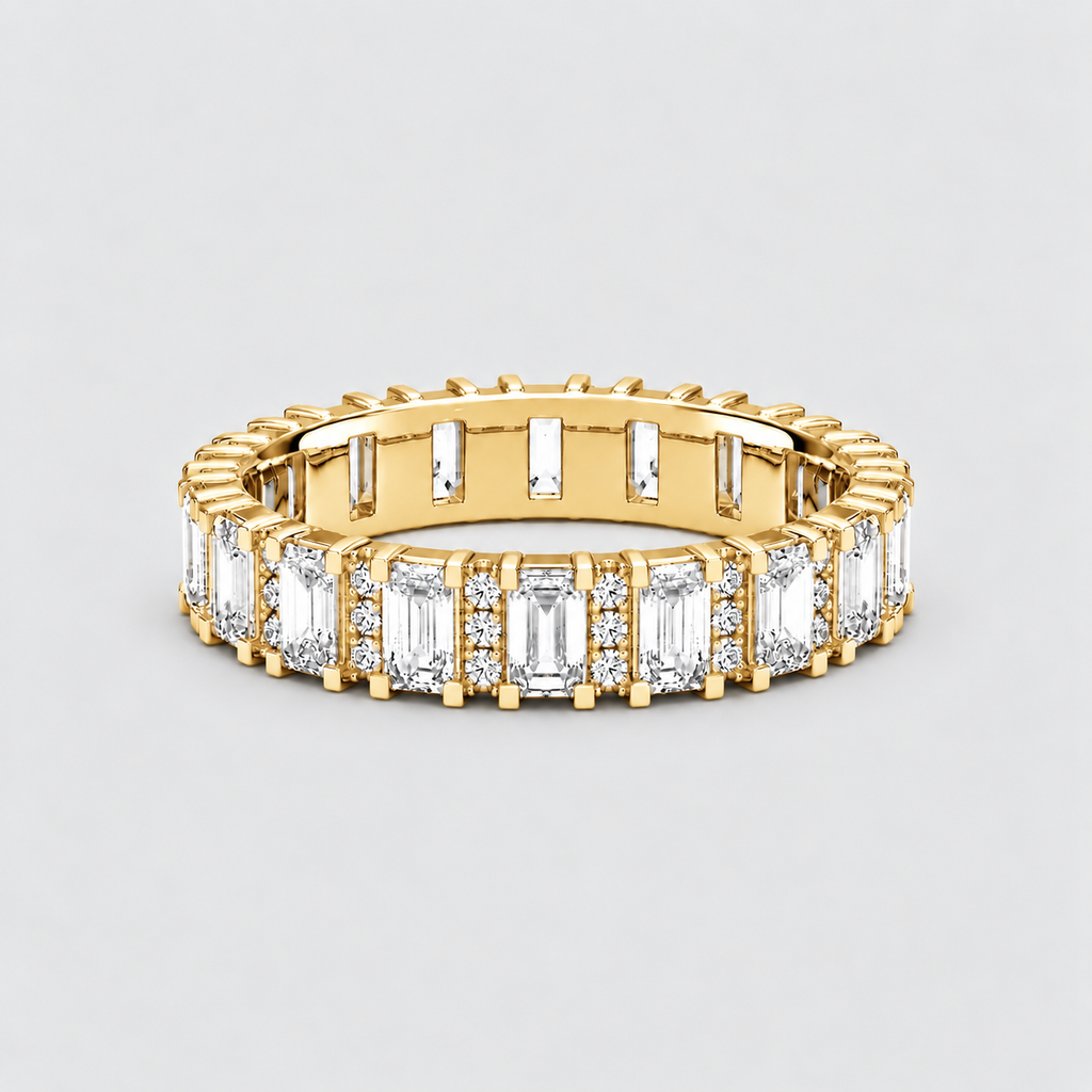 2.18 Ct. Lab-Grown Diamond Ring Eternity Band Emerald & Round (EF/VVS-VS)