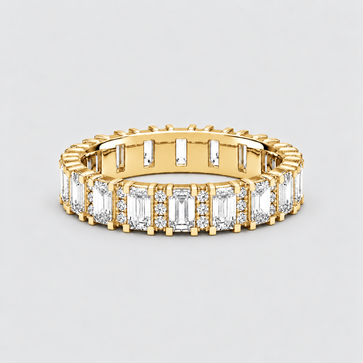 2.18 Ct. Lab-Grown Diamond Ring Eternity Band Emerald & Round (EF/VVS-VS)
