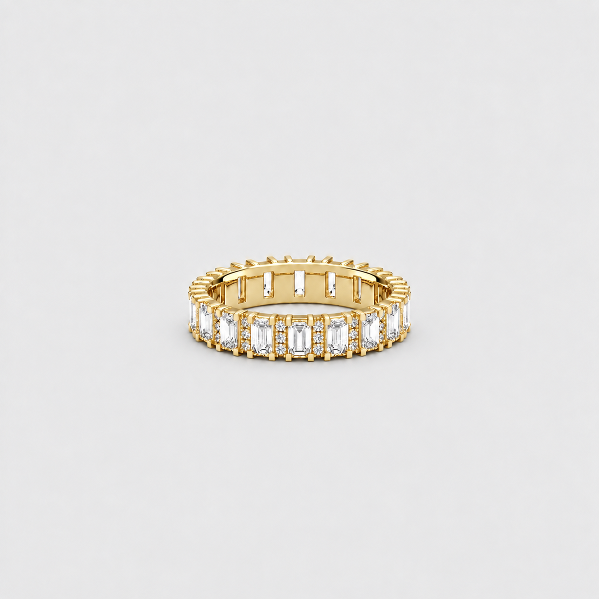 2.18 Ct. Lab-Grown Diamond Ring Eternity Band Emerald & Round (EF/VVS-VS)
